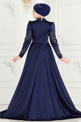 moda selvim EVENING DRESS 4538SRH861 Navy Blue - Thumbnail