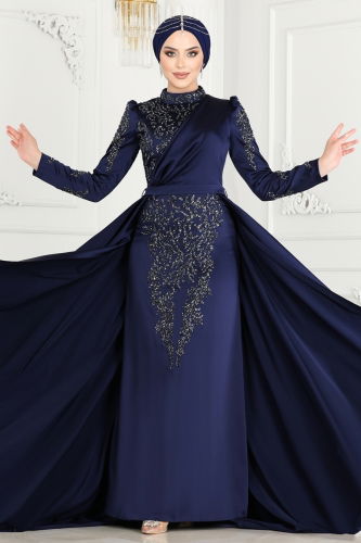 moda selvim EVENING DRESS 4538SRH861 Navy Blue - Thumbnail