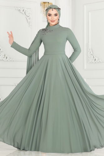 moda selvim Evening Dress 4547SRH861 Mint - Thumbnail