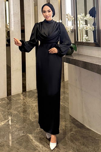 moda selvim Evening Dress 4550ALG474 Black - Thumbnail