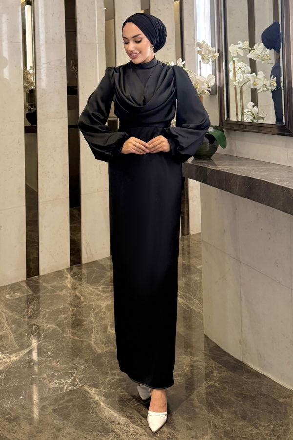 Modaselvim خصم صافٍ20%+20% في سلة التسوق فستان سهرة أسود 4550ALG474