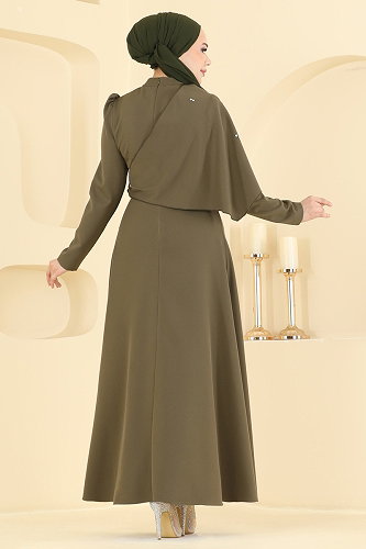 moda selvim فستان سهرة اخضر عفني 4590ALG474 - Thumbnail