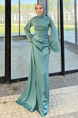 moda selvim Evening Dress 4623ALG474 Mint - Thumbnail