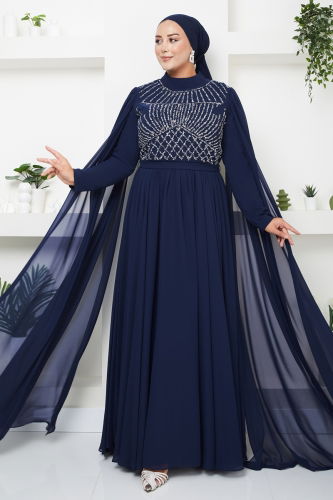 moda selvim EVENING DRESS 4631SRH861 Navy Blue - Thumbnail