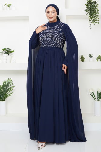 moda selvim EVENING DRESS 4631SRH861 Navy Blue - Thumbnail