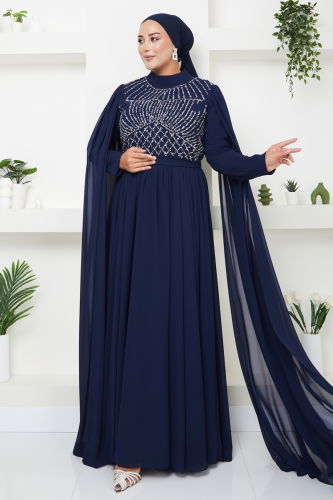 moda selvim EVENING DRESS 4631SRH861 Navy Blue - Thumbnail