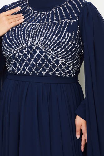 moda selvim EVENING DRESS 4631SRH861 Navy Blue - Thumbnail