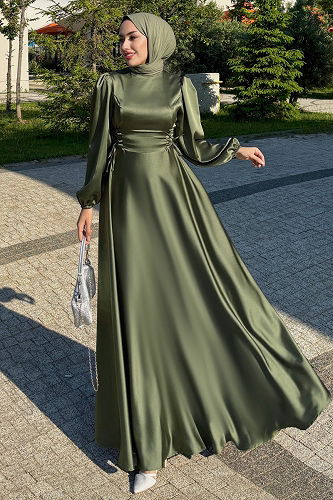 moda selvim Evening Dress 4637ALG474 Almond Green - Thumbnail