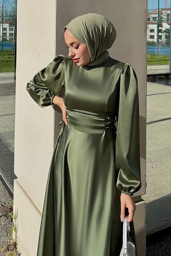 moda selvim Evening Dress 4637ALG474 Almond Green - Thumbnail