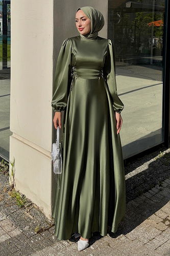 moda selvim Evening Dress 4637ALG474 Almond Green - Thumbnail