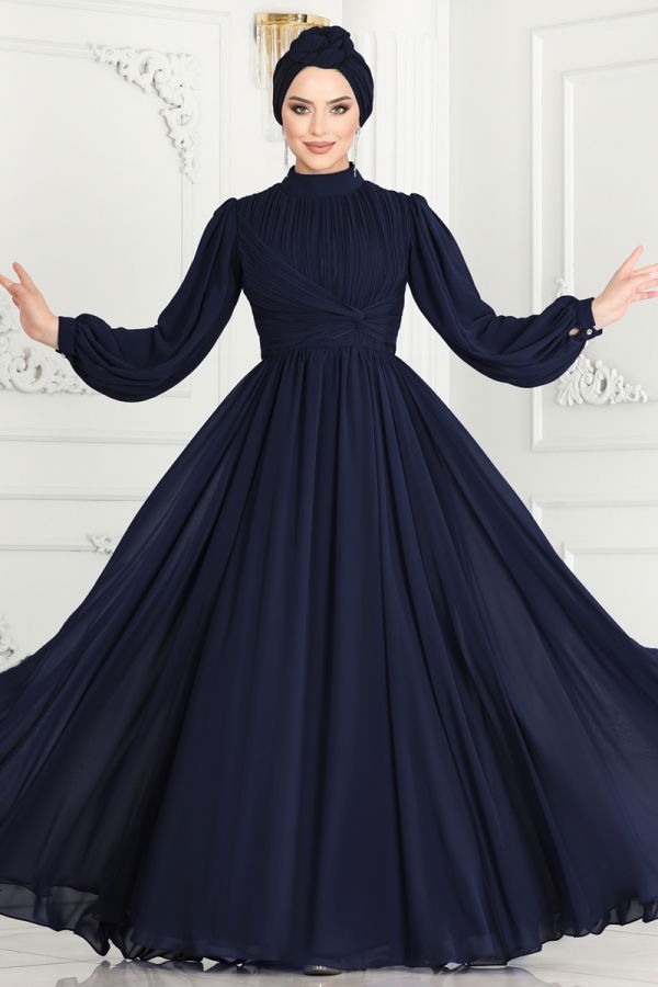 Evening Dress 4642SRH861 Navy Blue - 3