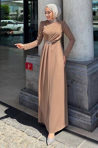 moda selvim Evening Dress 4645ALG474 Vision - Thumbnail