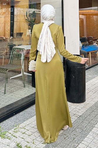 moda selvim فستان سهرة أخضر 4663ALGK1170 - Thumbnail