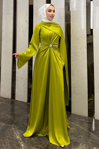 moda selvim Evening Dress 4664ALGK1170 Oil Green - Thumbnail