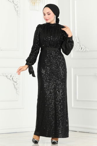 moda selvim EVENING DRESS 4667D170 Black - Thumbnail