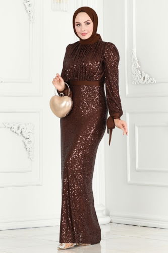 moda selvim EVENING DRESS 4667D170 Brown - Thumbnail