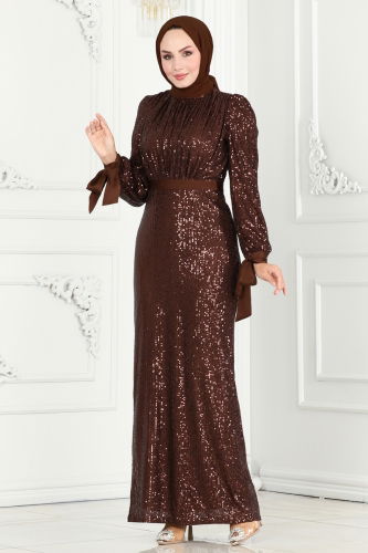 moda selvim EVENING DRESS 4667D170 Brown - Thumbnail