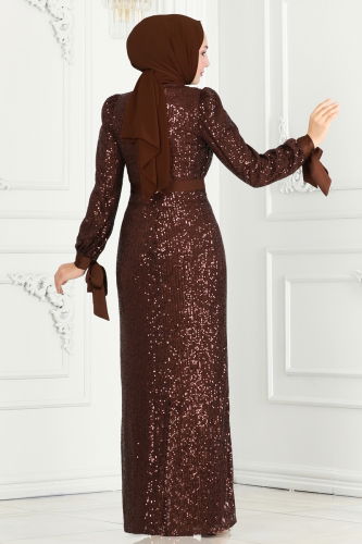 moda selvim EVENING DRESS 4667D170 Brown - Thumbnail