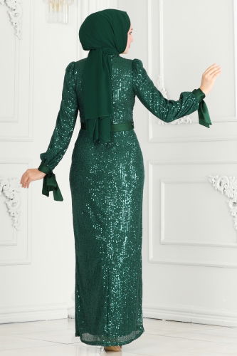 moda selvim Evening Dress 4667D170 Emerald - Thumbnail