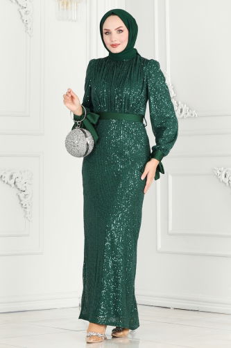 moda selvim Evening Dress 4667D170 Emerald - Thumbnail