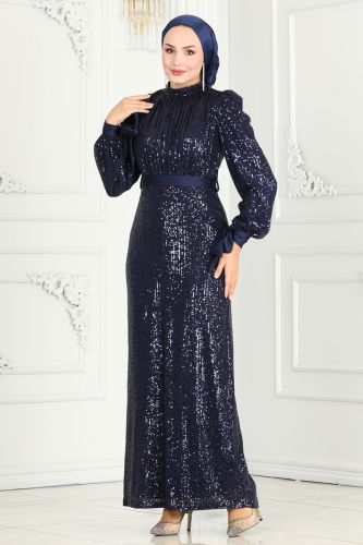 moda selvim EVENING DRESS 4667D170 Navy Blue - Thumbnail