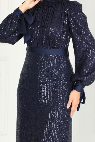 moda selvim Evening Dress 4667D170 Navy Blue - Thumbnail