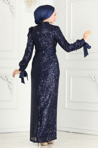 moda selvim Evening Dress 4667D170 Navy Blue - Thumbnail