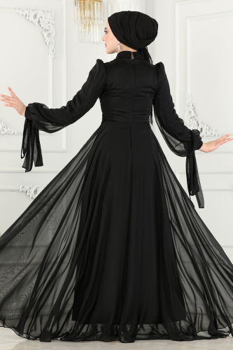 moda selvim Evening Dress 4688SRH861 Black - Thumbnail