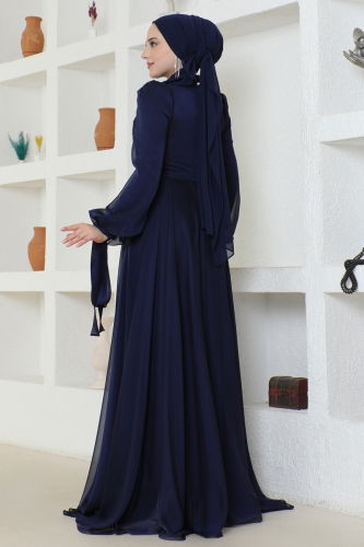 moda selvim EVENING DRESS 4688SRH861 Navy Blue - Thumbnail