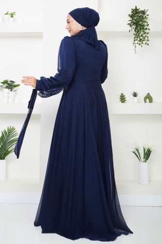 moda selvim EVENING DRESS 4688SRH861 Navy Blue - Thumbnail