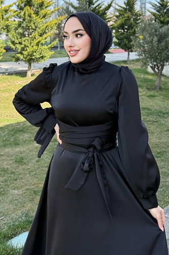 moda selvim Evening Dress 4723ALGK1170 Black - Thumbnail