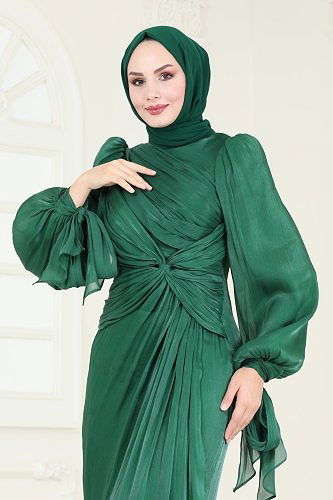 moda selvim فستان سهرة زيتي 4726D170 - Thumbnail