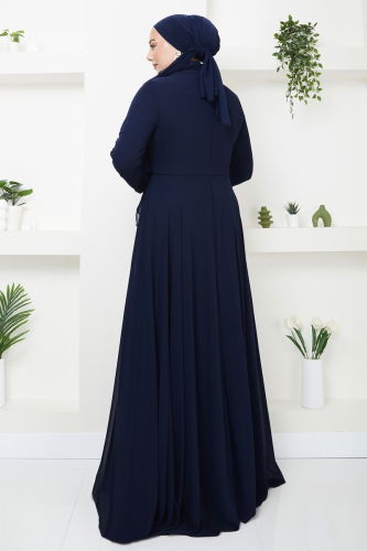 moda selvim Evening Dress 4727SRH861 Navy Blue - Thumbnail