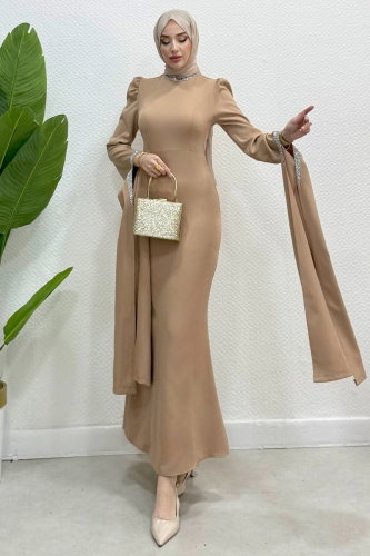 A.L.G.K. - فستان سهرة بيج 4728ALGK1170