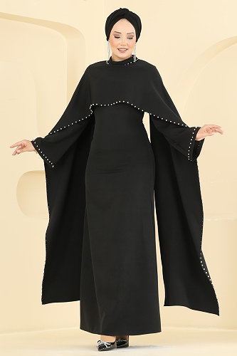 moda selvim Evening Dress 4750ALGK1170 Black - Thumbnail