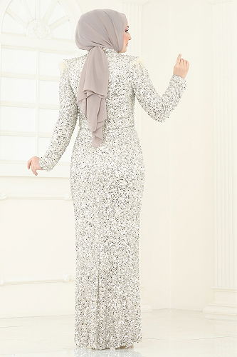 moda selvim فستان سهرة بيج 4762D170 - Thumbnail