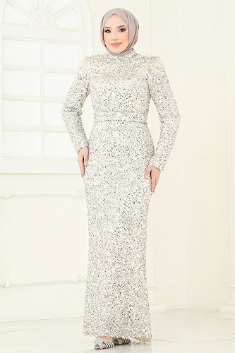 moda selvim فستان سهرة بيج 4762D170 - Thumbnail