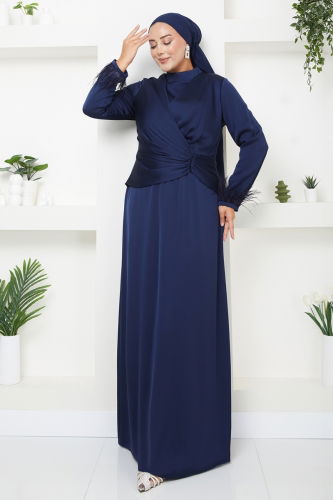 moda selvim Evening Dress 4762SRH861 Navy Blue - Thumbnail