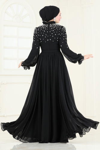 moda selvim Evening Dress 4791SRH861 Black - Thumbnail