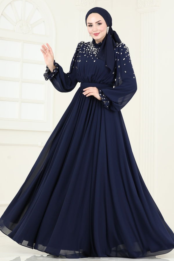 Evening Dress 4791SRH861 Navy Blue - 2