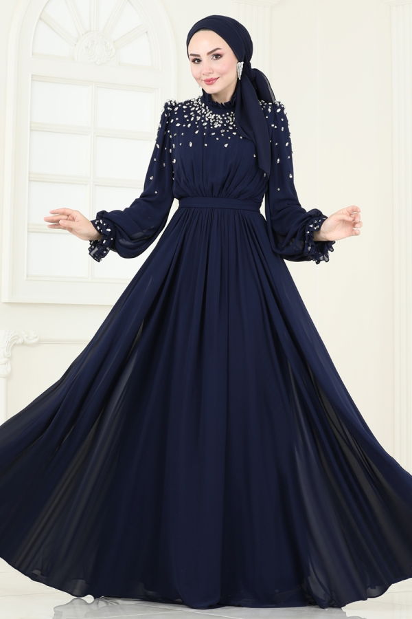 Evening Dress 4791SRH861 Navy Blue - 3