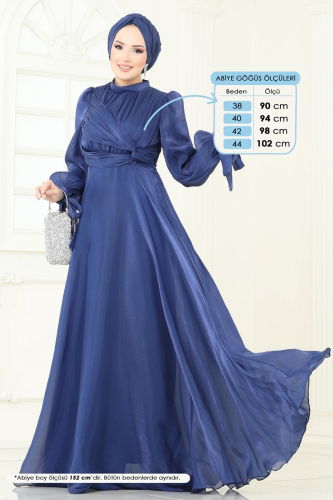 moda selvim Evening Dress 4823D170 Navy Blue - Thumbnail