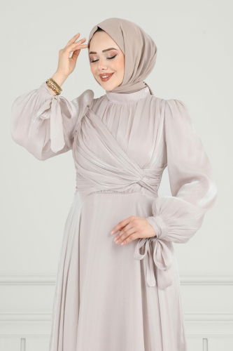 moda selvim فستان سهرة بيج 4823D170 - Thumbnail