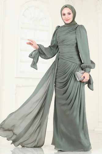 moda selvim Evening Dress 4849D170 Mint - Thumbnail