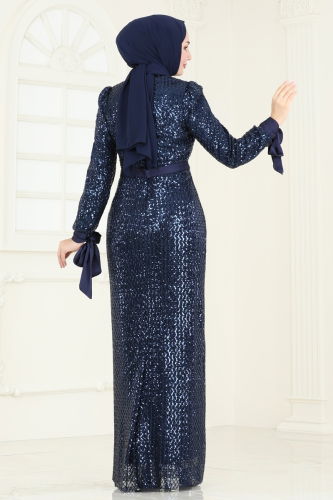 moda selvim Evening Dress 4886D170 Navy Blue - Thumbnail