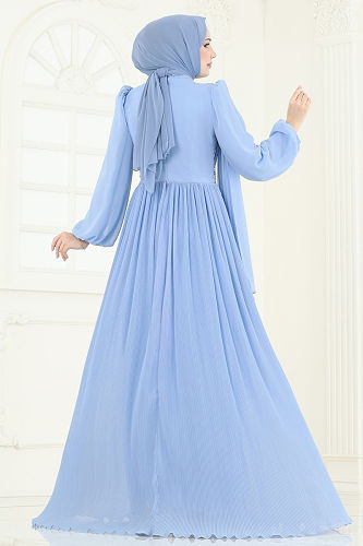 moda selvim Evening Dress 4916SRH861 Baby Blue - Thumbnail