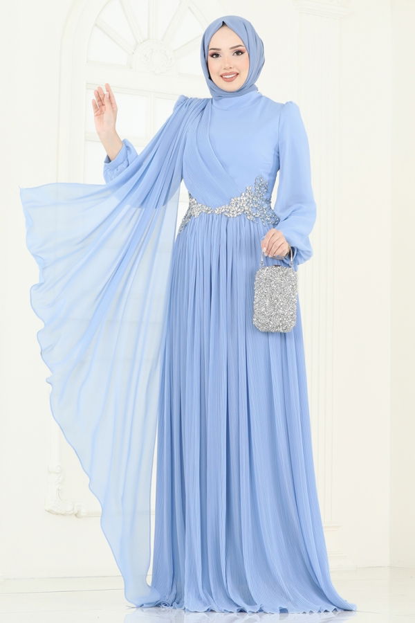 Modaselvim SUAL فستان سهرة أزرق فاتح 4916SRH861
