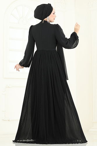 moda selvim Evening Dress 4916SRH861 Black - Thumbnail