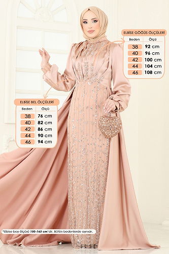 moda selvim فستان سهرة ذهبي 4928D170 - Thumbnail