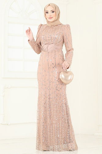 moda selvim فستان سهرة ذهبي 4929D170 - Thumbnail